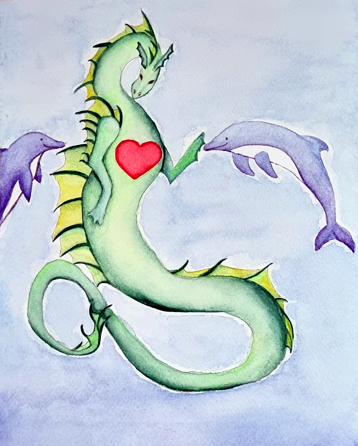 Dimensione Acquatica Lemuriana e Drago d'acqua lemuriano con delfini